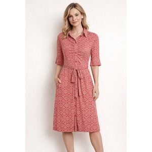 Laundry by Shelli Segal Pink Geometric Lattice Wrap Dress Size 8 Short Sleeve